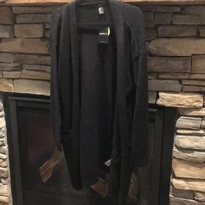 Long line open front cardigan with pockets